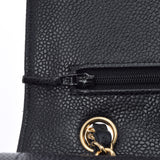 香奈儿Chanel Matrasse链肩25厘米黑色金支架女士垫子鱼子酱皮肤肩袋用ginzo