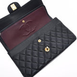 香奈儿Chanel Matrasse链肩25厘米黑色金支架女士垫子鱼子酱皮肤肩袋用ginzo