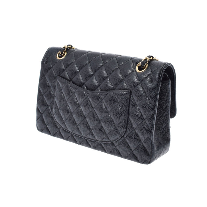 香奈儿Chanel Matrasse链肩25厘米黑色金支架女士垫子鱼子酱皮肤肩袋用ginzo