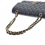 香奈儿Chanel Matrasse链肩25厘米黑色金支架女士垫子鱼子酱皮肤肩袋用ginzo