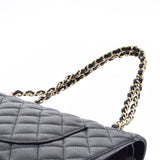 香奈儿Chanel Matrasse链肩25厘米黑色金支架女士垫子鱼子酱皮肤肩袋用ginzo