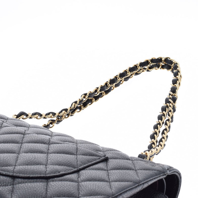 香奈儿Chanel Matrasse链肩25厘米黑色金支架女士垫子鱼子酱皮肤肩袋用ginzo