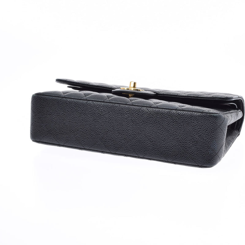 香奈儿Chanel Matrasse链肩25厘米黑色金支架女士垫子鱼子酱皮肤肩袋用ginzo