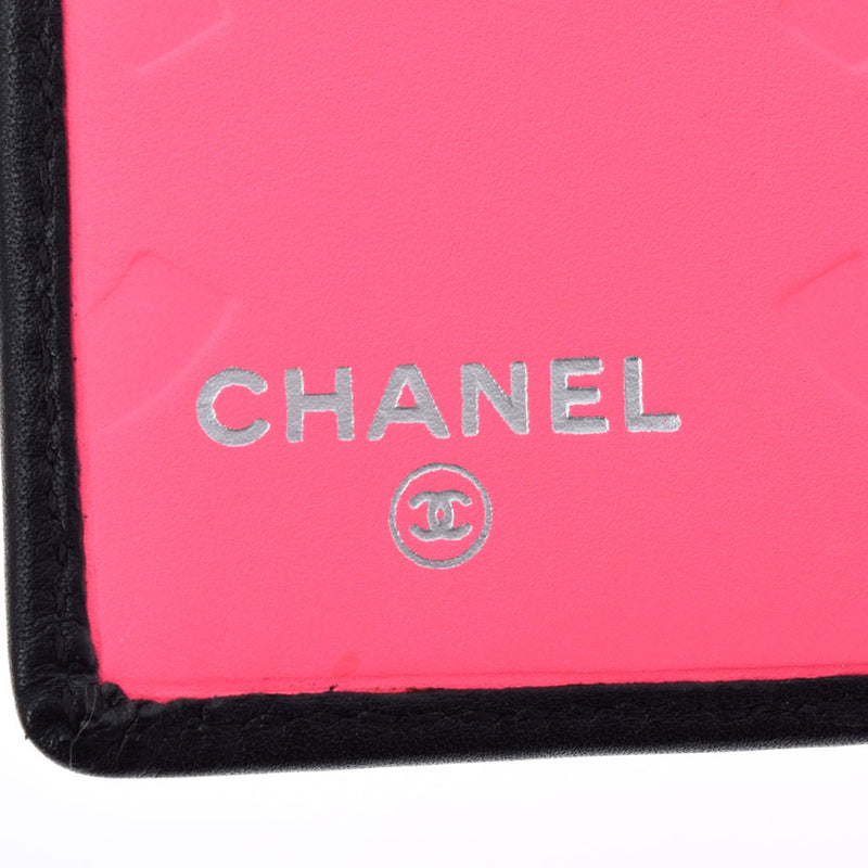 CHANEL シャネル カンボンライン がま口 黒/白 レディース カーフ 二つ折り財布 Aランク 中古 銀蔵