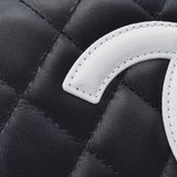 CHANEL シャネル カンボンライン がま口 黒/白 レディース カーフ 二つ折り財布 Aランク 中古 銀蔵