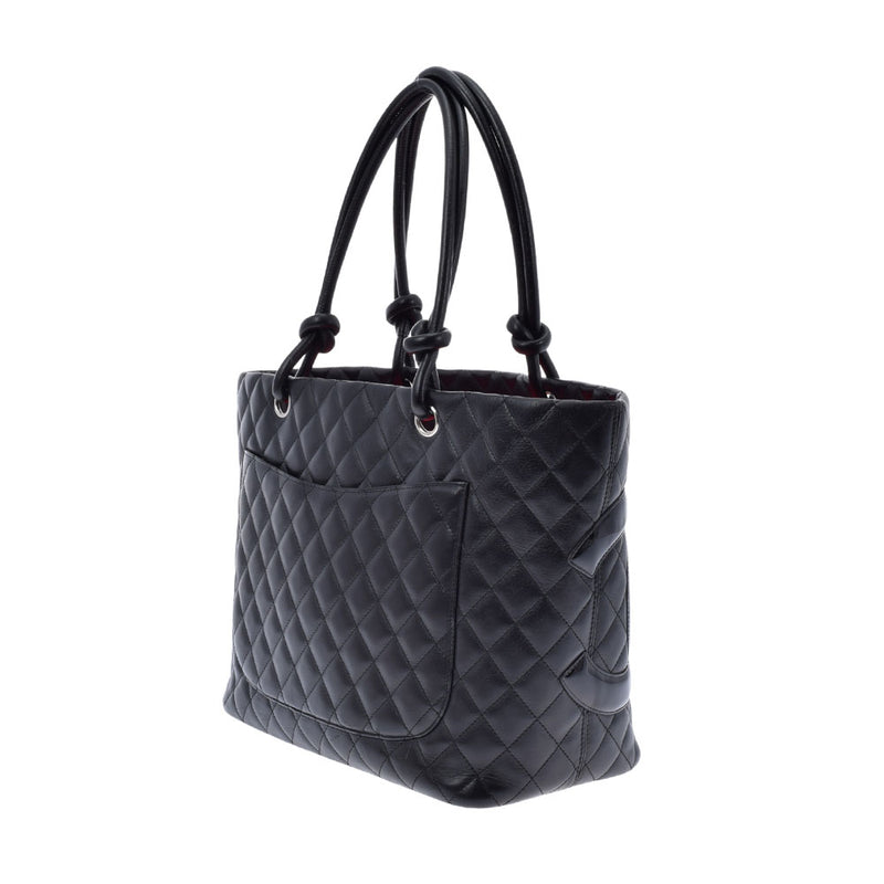 CHANEL Chanel Cambon Line Large Tote Black/Black Ladies Ram Skin Tote Bag AB Rank used Ginzo