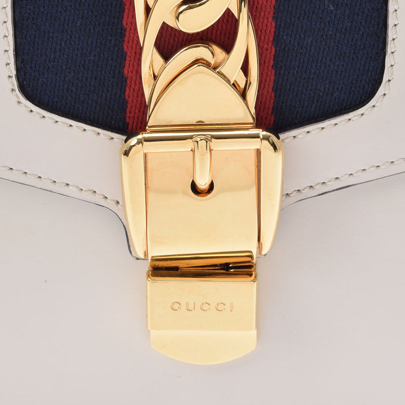GUCCI Gucci Silvi 2way Ivory Gold Bracket 421882 Ladies Calf Shoulder Bag AB Rank Used Ginzo