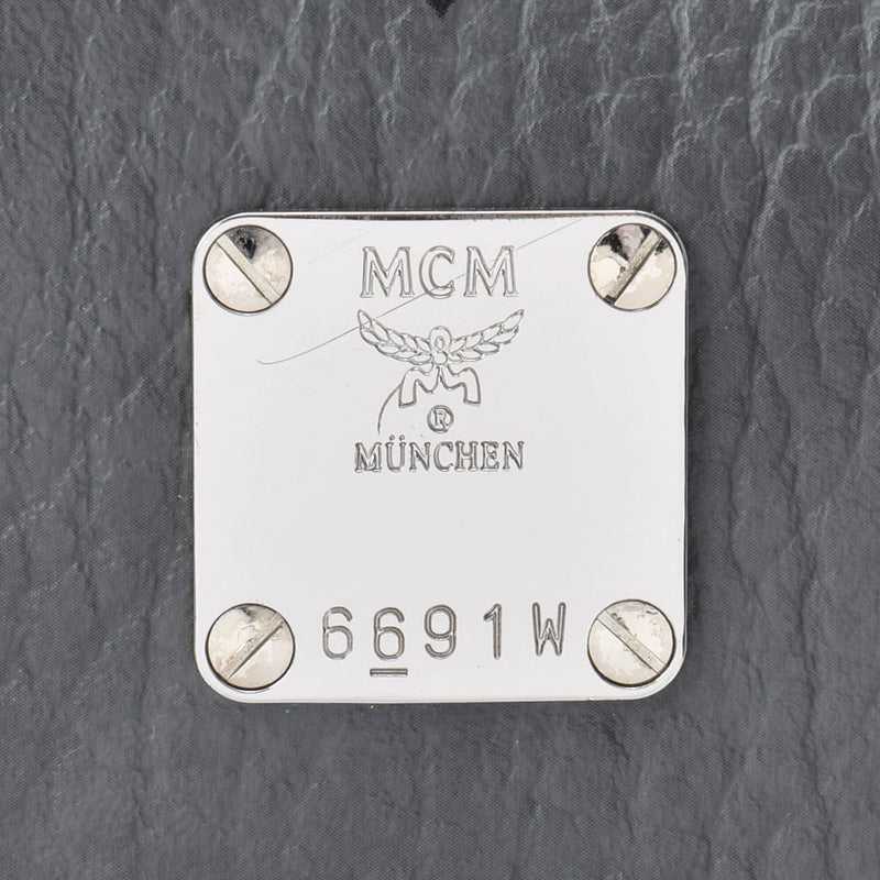 MCM MCM EEM背包螺柱灰色女士皮革背包AB AB级使用Ginzo
