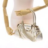 Salvatore Ferragamo Ferragamo Ganchini Gold Ladies Calf Handbag AB Rank Used Ginzo