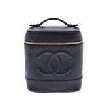 CHANEL シャネル 縦型バニティ 黒 ゴールド金具 レディース キャビアスキン ハンドバッグ Aランク 中古 銀蔵