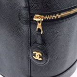 CHANEL シャネル 縦型バニティ 黒 ゴールド金具 レディース キャビアスキン ハンドバッグ Aランク 中古 銀蔵