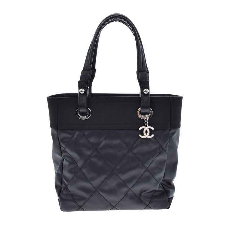 CHANEL シャネル パリビアリッツ PM 黒 シルバー金具 レディース レザー キャンバス トートバッグ Aランク 中古 銀蔵