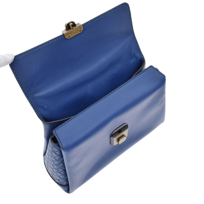 BOTTEGAVENETA Bottega Veneta Mini 2WAY Intrecchart Blue Ladies Calf Shoulder Bag AB Rank Used Ginzo