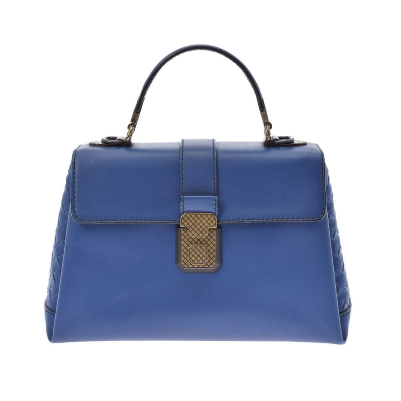 BOTTEGAVENETA Bottega Veneta Mini 2WAY Intrecchart Blue Ladies Calf Shoulder Bag AB Rank Used Ginzo