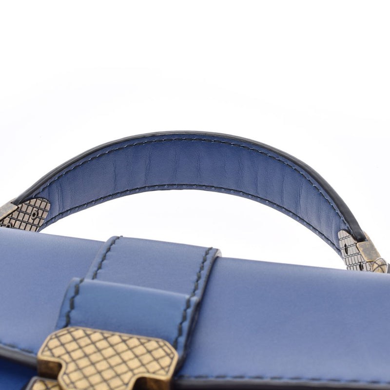 BOTTEGAVENETA Bottega Veneta Mini 2WAY Intrecchart Blue Ladies Calf Shoulder Bag AB Rank Used Ginzo