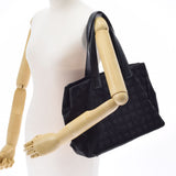 CHANEL Chanel Neutral Line Tote MM Black Ladies Nylon Leather Handbag B Rank used Ginzo