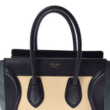 CELINE セリーヌ ラゲージ マイクロショッパー 黒/ベージュ/カーキ レディース カーフ スウェード ハンドバッグ Bランク 中古 銀蔵