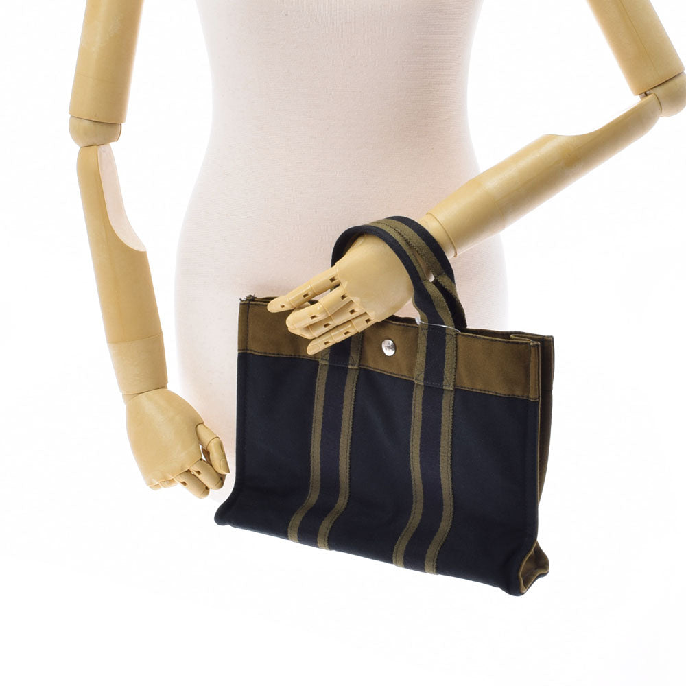 エルメスフールトゥPM カーキ/紺 ユニセックス トートバッグ HERMES 