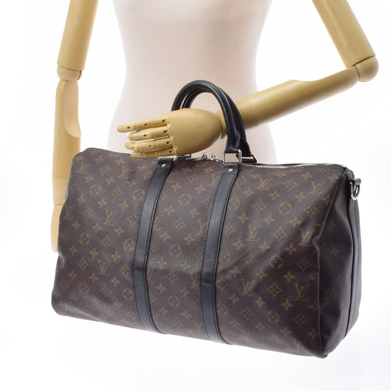 LOUIS VUITTON ルイヴィトン モノグラム マカサー キーポル バンドリエール45 ブラウン/黒 M56711 ユニセックス モノグラムマカサー ボストンバッグ Aランク 中古 銀蔵