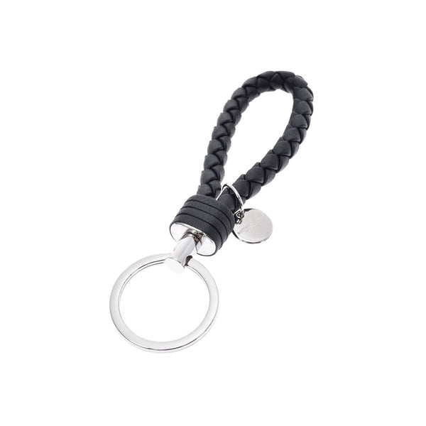 BOTTEGAVENETA Bottegaveneta Intrecciato Keying Black Silver Bracket Unisex Leather Key Holder A Rank used Ginzo