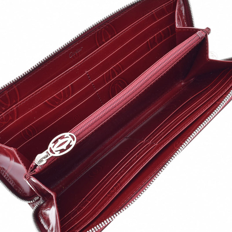 Cartier Cartier Happy Birthday Round Bordeaux Ladies Enamel Long Wallet AB Rank Used Ginzo