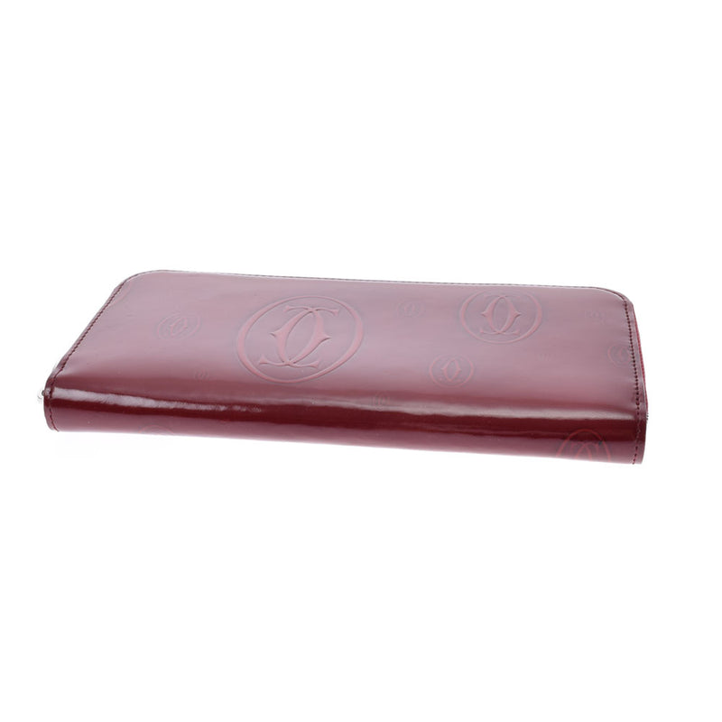 Cartier Cartier Happy Birthday Round Bordeaux Ladies Enamel Long Wallet AB Rank Used Ginzo