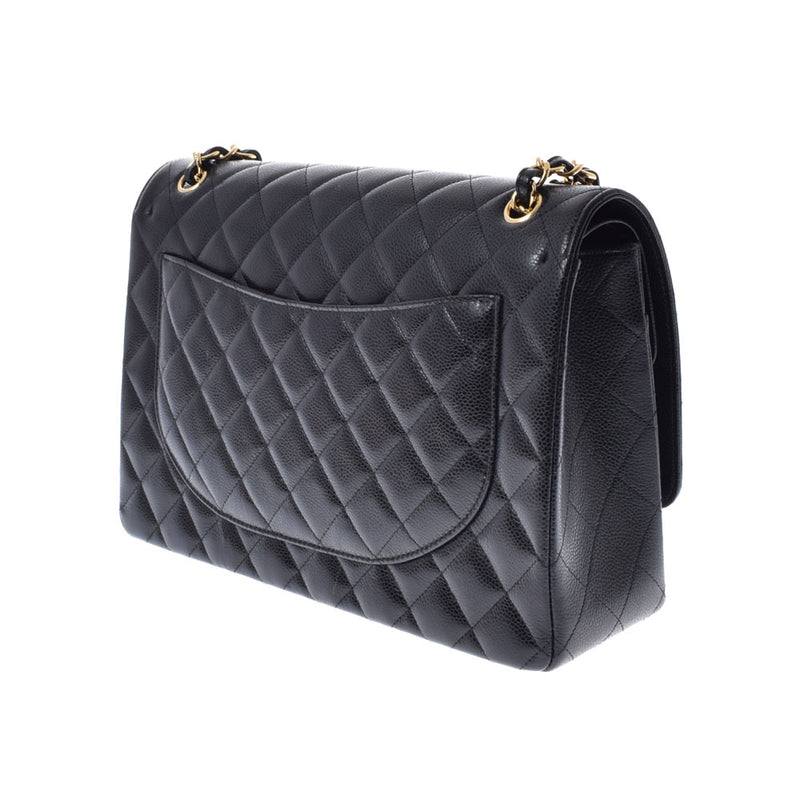 香奈儿香奈儿Matrasse链肩34厘米黑色金支架女士鱼子酱皮肤肩袋用ginzo等级