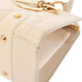 Christian DIOR Christian Dior Lady Dior Kanage Horizontal Type Ivory Ladies Ram Skin Handbag AB Rank Used Ginzo