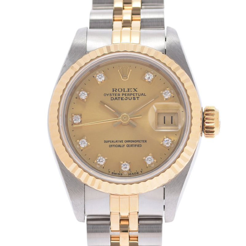 ROLEX ロレックス デイトジャスト 10Pダイヤ 69173G レディース YG/SS 腕時計 自動巻き シャンパン文字盤 Aランク 中古 銀蔵