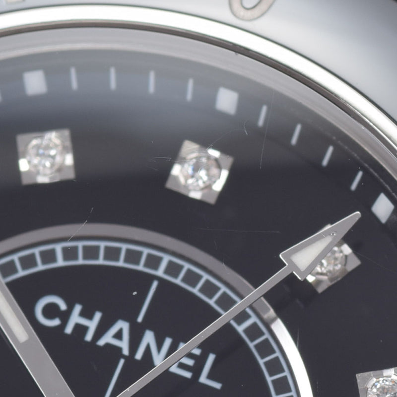 CHANEL シャネル J12 33mm 12Pダイヤ H1625 ボーイズ 黒セラミック/SS 腕時計 クオーツ 黒文字盤 Aランク 中古 銀蔵