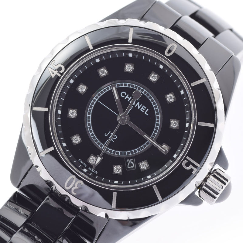 香奈儿香奈儿（Chanel Chanel）J12 33mm 12p钻石H1625男孩黑色陶瓷/ss Watch Quartz Black Dial A等级使用Ginzo