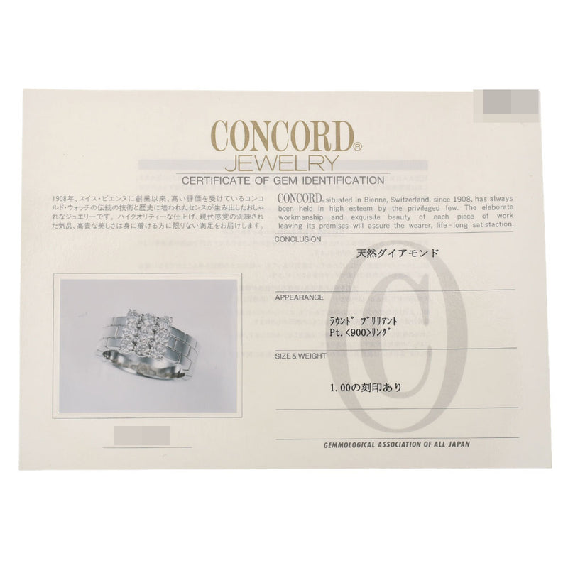 Concord Concorde Diamond 1.00ct Gold 13 Ladies PT900 Platinum Ring / Ring A Rank used Ginzo