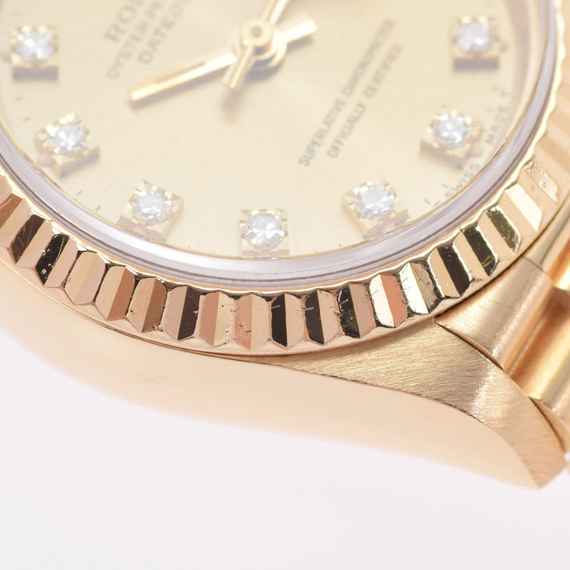 ROLEX Rolex Datejust 10P diamond 69178G Ladies YG Watch Automatic Champagne Dial A Rank Used Ginzo