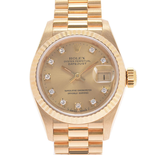 ROLEX Rolex Datejust 10P diamond 69178G Ladies YG Watch Automatic Champagne Dial A Rank Used Ginzo