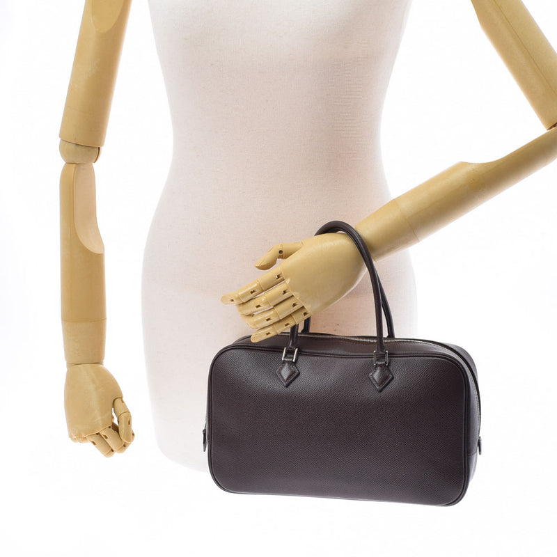 HERMES エルメス プリュム エラン ショコラ シルバー金具 □K刻印(2007年頃) レディース ヴォーエプソン ハンドバッグ Aランク 中古 銀蔵