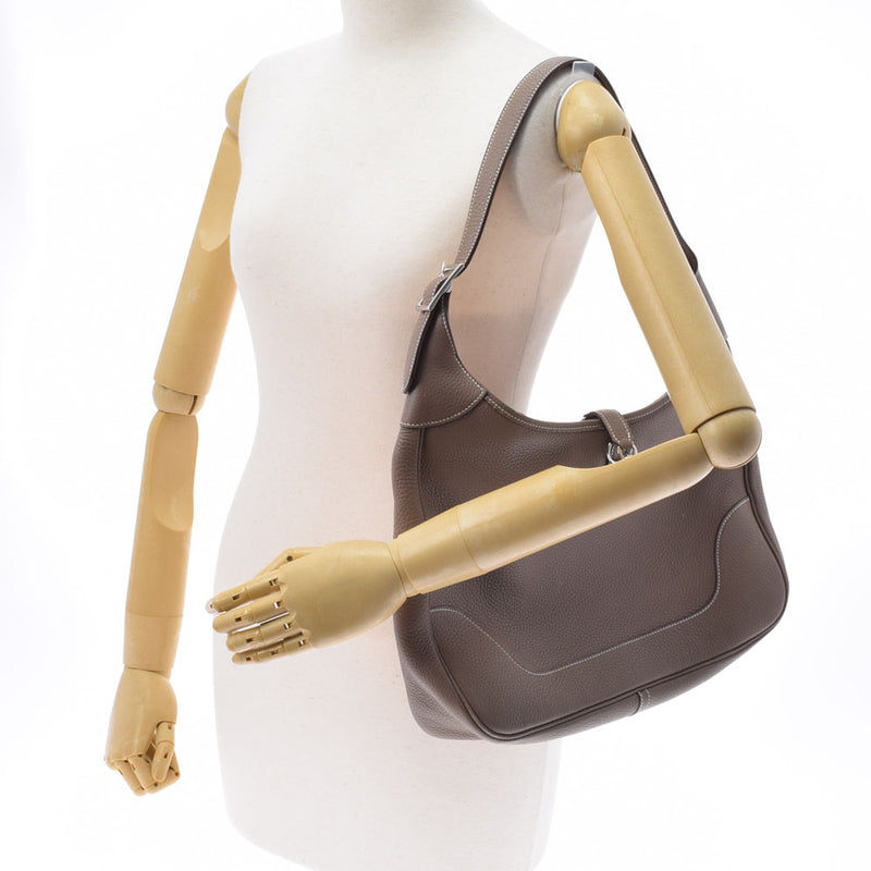 HERMES エルメス トリム 35 エトゥープ シルバー金具 □J刻印(2006年頃) レディース トリヨンクレマンス ワンショルダーバッグ Aランク 中古 銀蔵