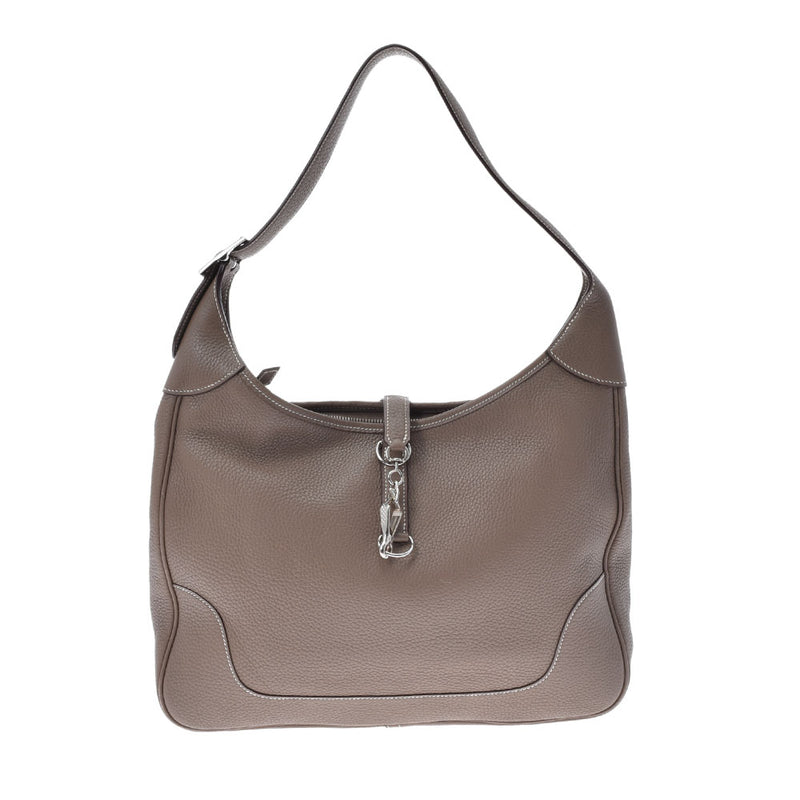 HERMES エルメス トリム 35 エトゥープ シルバー金具 □J刻印(2006年頃) レディース トリヨンクレマンス ワンショルダーバッグ Aランク 中古 銀蔵