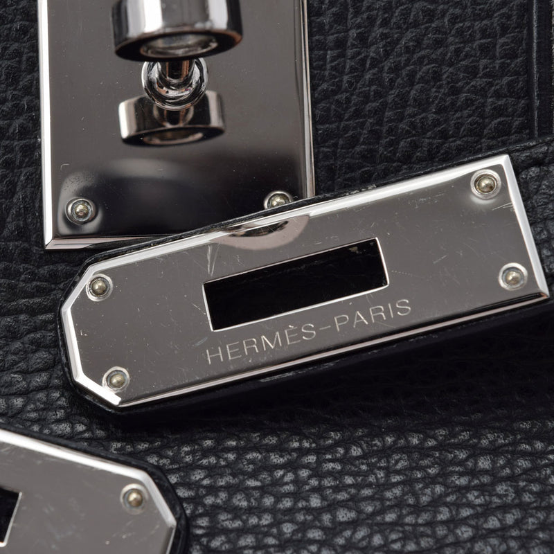 HERMES エルメス バーキン 35 黒 パラジウム金具 □L刻印(2008年頃) ユニセックス ヴァッシュリエージュ ハンドバッグ ABランク 中古 銀蔵