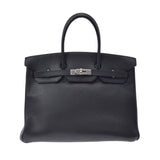 HERMES エルメス バーキン 35 黒 パラジウム金具 □L刻印(2008年頃) ユニセックス ヴァッシュリエージュ ハンドバッグ ABランク 中古 銀蔵