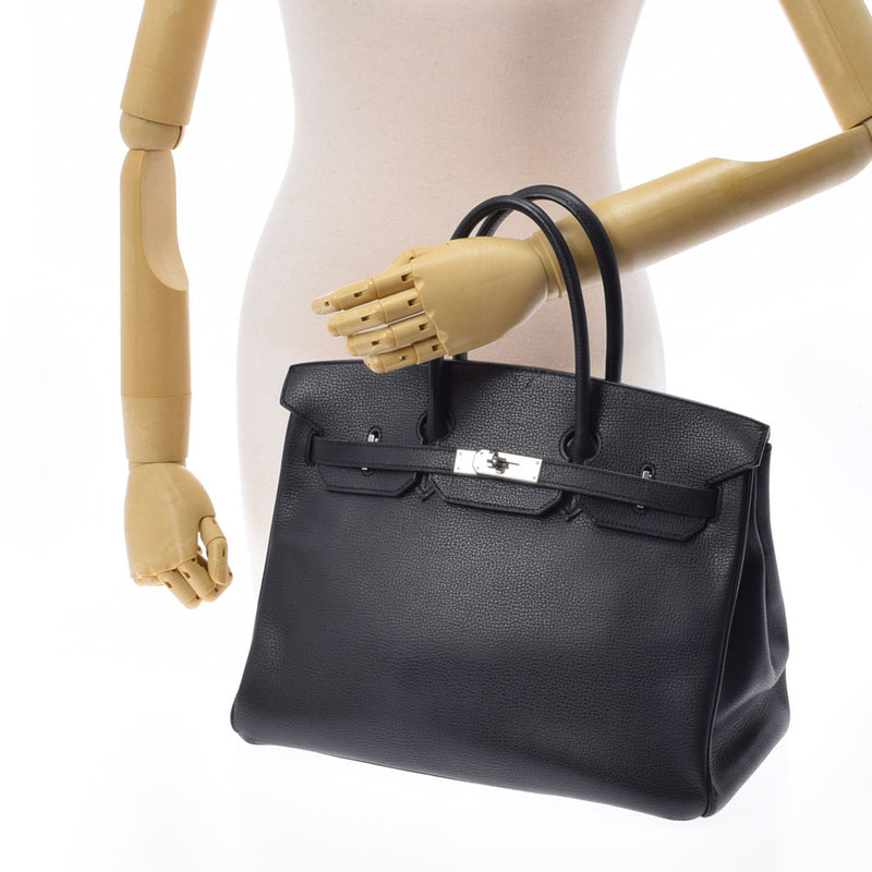 HERMES エルメス バーキン 35 黒 パラジウム金具 □L刻印(2008年頃) ユニセックス ヴァッシュリエージュ ハンドバッグ ABランク 中古 銀蔵
