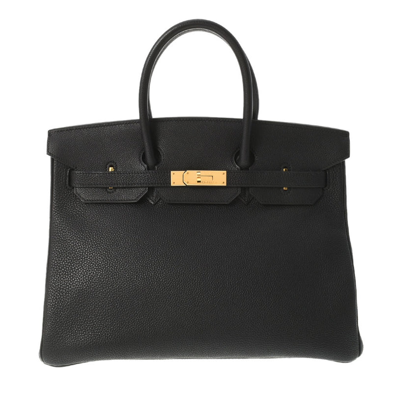 HERMES エルメス バーキン 35 黒 ゴールド金具 □F刻印(2002年頃) ユニセックス トゴ ハンドバッグ Aランク 中古 銀蔵