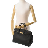 HERMES エルメス バーキン 35 黒 ゴールド金具 □F刻印(2002年頃) ユニセックス トゴ ハンドバッグ Aランク 中古 銀蔵