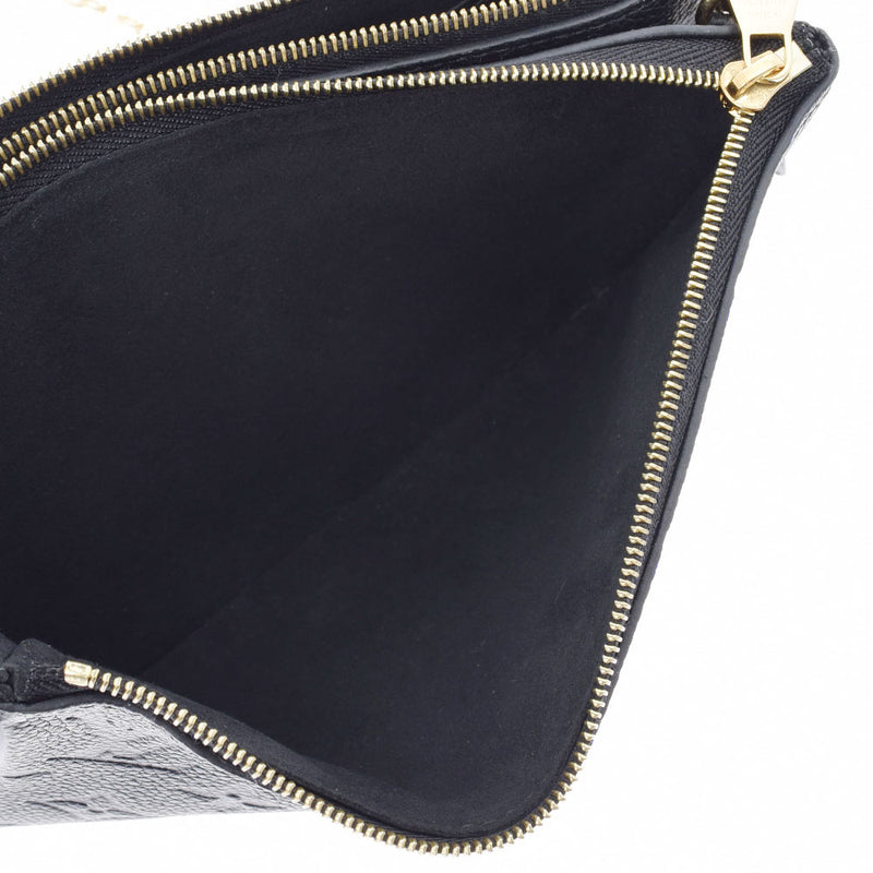 LOUIS VUITTON Louis Vuitton Monogram Amplant Pochette Double Zip Black M68568 Ladies Leather Shoulder Bag A Rank used Ginzo