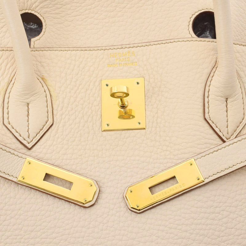 HERMES エルメス バーキン 40 ベージュ ゴールド金具 □E刻印(2001年頃) ユニセックス トリヨンクレマンス ハンドバッグ ABランク 中古 銀蔵