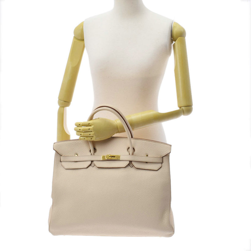 HERMES エルメス バーキン 40 ベージュ ゴールド金具 □E刻印(2001年頃) ユニセックス トリヨンクレマンス ハンドバッグ ABランク 中古 銀蔵