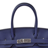 HERMES エルメス バーキン 30  ブルーアンクル パラジウム金具 C刻印(2018年頃) レディース トゴ ハンドバッグ Aランク 中古 銀蔵