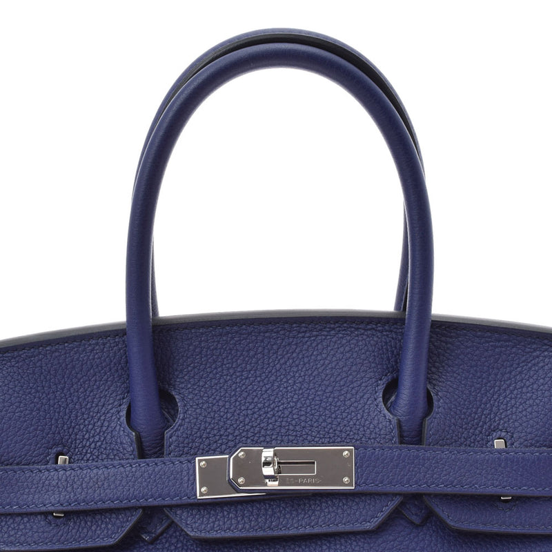 HERMES エルメス バーキン 30  ブルーアンクル パラジウム金具 C刻印(2018年頃) レディース トゴ ハンドバッグ Aランク 中古 銀蔵