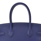 HERMES エルメス バーキン 30  ブルーアンクル パラジウム金具 C刻印(2018年頃) レディース トゴ ハンドバッグ Aランク 中古 銀蔵