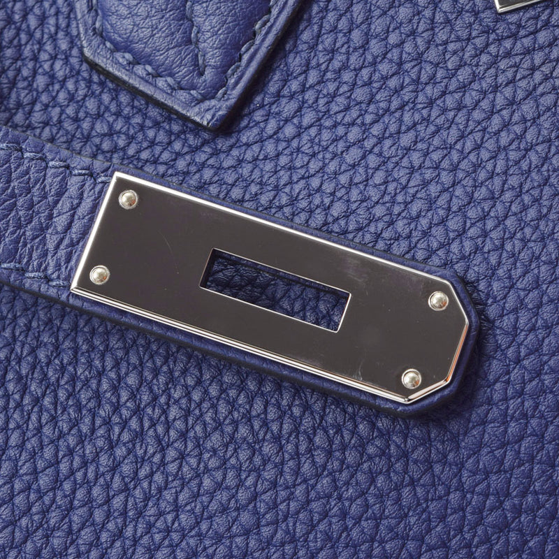 HERMES エルメス バーキン 30  ブルーアンクル パラジウム金具 C刻印(2018年頃) レディース トゴ ハンドバッグ Aランク 中古 銀蔵