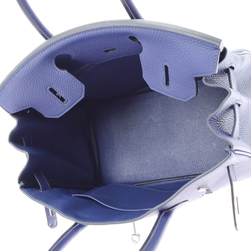 HERMES エルメス バーキン 30  ブルーアンクル パラジウム金具 C刻印(2018年頃) レディース トゴ ハンドバッグ Aランク 中古 銀蔵